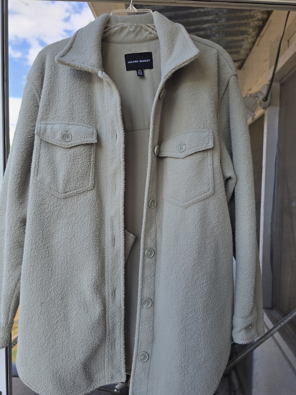 Hilary Radley Womens Seafoam Green Shacket - Button Front
